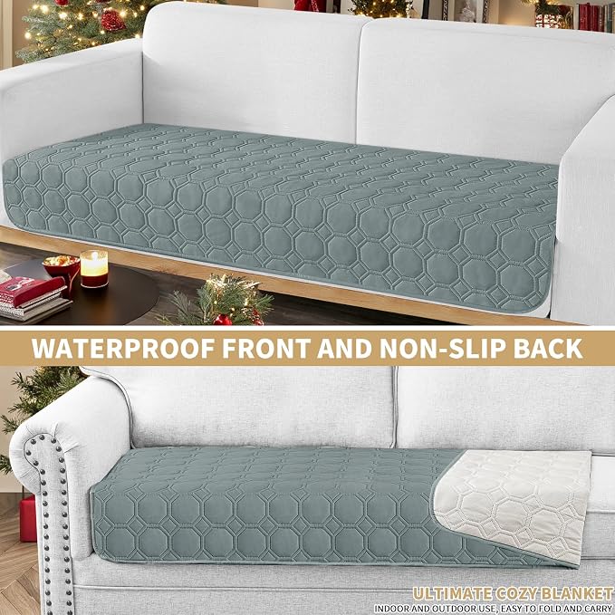 ZNSAYOTX Ultimate Cozy Blankets (30"x53") 100% Waterproof Sofa Mat Blanket for Dog Pets, Bed Couch Protector with Non-Slip Back Washable Durable, Pee Scratch Proof Easy to Clean (Dark Grey) - Image 2