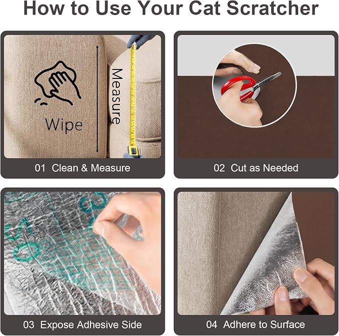Small Cat Scratcher, 23.6x11.8 Cat Scratch Furniture Protector | Trimmable, No-Shedding Cat Scratch Pad with Self-Adhesive Backing for Climbing, Protects Walls and Couch, Brown - Image 5