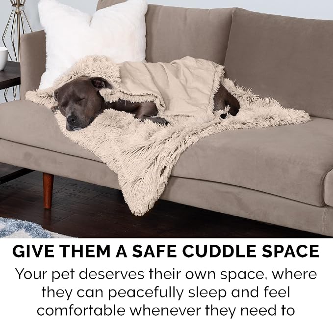 Furhaven Waterproof Throw Blanket for Dogs & Indoor Cats, Washable - Shaggy Plush Calming Long Faux Fur & Velvet Dog Blanket - Taupe, Large - Image 10