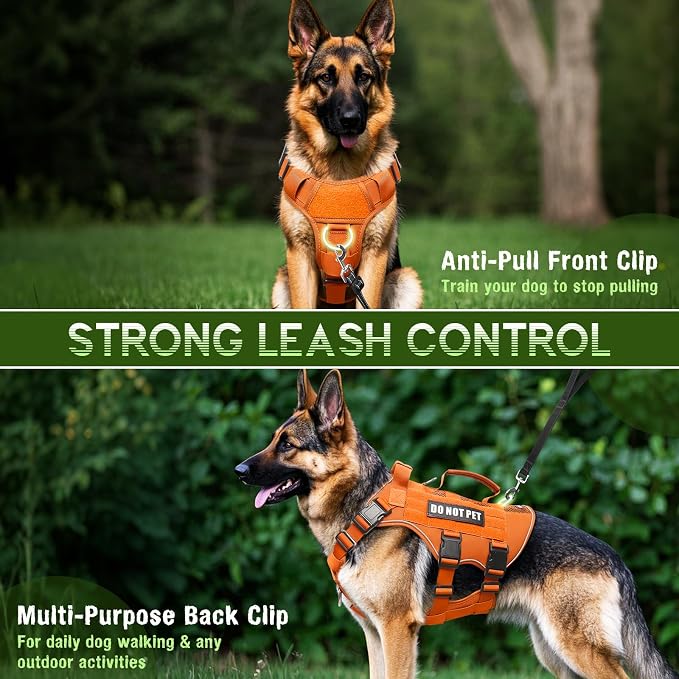 WINSEE Tactical Molle Vest Mesh Dog Harness with 10 Removale Pet Patches | Breathable Service Dog harness with Double Soft Padded Handle for Medium Dog, Reflective Military Pet Vest for Walk Hiking - Image 3