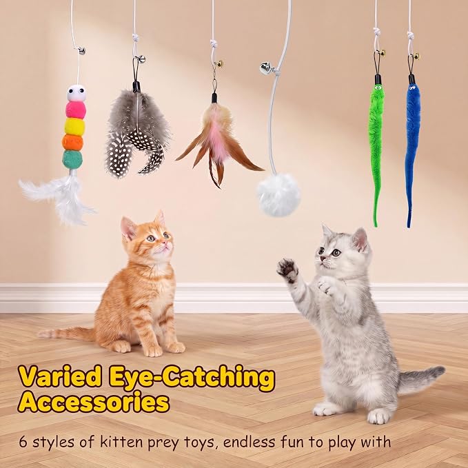 Interactive Cat Toys for Indoor Cats, USB Rechargeable Electric Teaser with Clip, Automatic Cat Toys to Self Play Enrichment Toy for Bored Kittens & Adult Cats (Pink) - Image 4