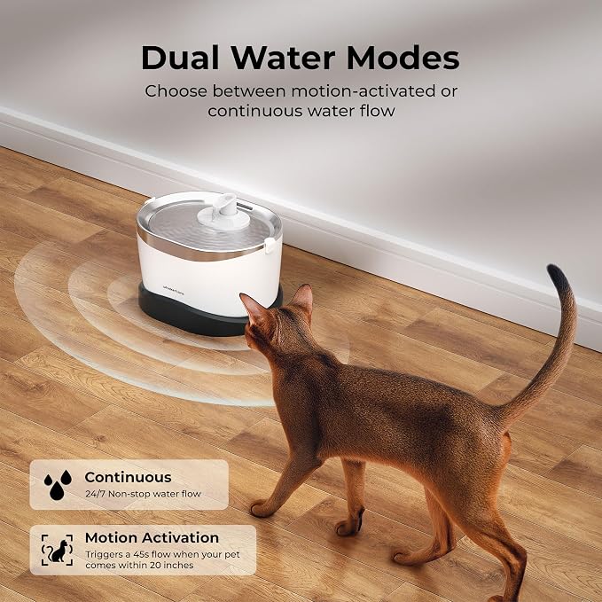 Whiskertons Wireless Cat Water Fountain, Cordless Battery Operated Pet Fountain, 3L/101oz EverMount Cat Fountain, Pet Water Fountains for Cats Indoor, Stainless Steel Tray, Easy to Clean, BPA-Free - Image 6