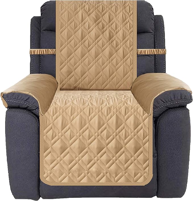 Ameritex Waterproof Nonslip Recliner Cover Stay in Place, Dog Chair Cover Furniture Protector, Ideal Recliner Slipcovers for Pets and Kids (Sand, 23") by Ameritex