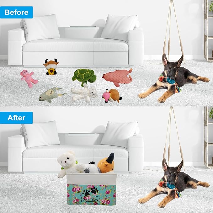 Collapsible Dog Toy Basket Foldable Dog Toy Box Bin for Pet Chew Toys Accessory - Image 4