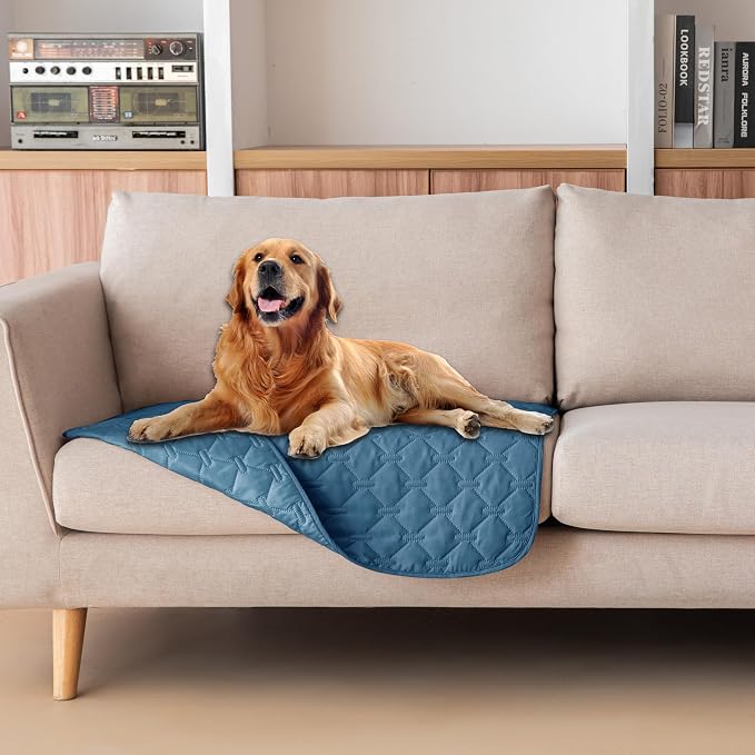 gogobunny 3X Stronger Waterproof Pet Blanket, Scratch Proof Furniture Protector for Dogs Cats, Reversible Cover 30x30 Inch, Dark Blue by gogobunny