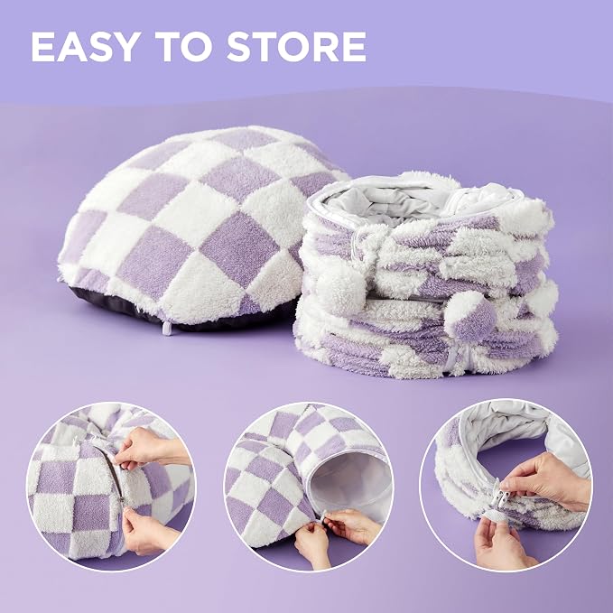 Lesure Donut Cute Jacquard Cat Tunnel Bed Kitten Toys for Puppy Bunny | 33.5x33.5x10in,Round Cat Bed Tube for Indoor Cats Rabbit Dog,Pet Peekaboo Cave Toy,Spiral Hideaway,Washable Cushion,Lavender - Image 4
