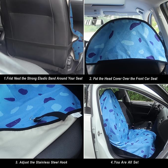 Car Seat Cover Protector Front Seats,for Gym Workout,Running,Swimming,Beach and Hiking,Waterproof Sweat Towel Bucket Seat Covers for Cars SUV Trucks (Blue Marbling, 1Pcs) - Image 4