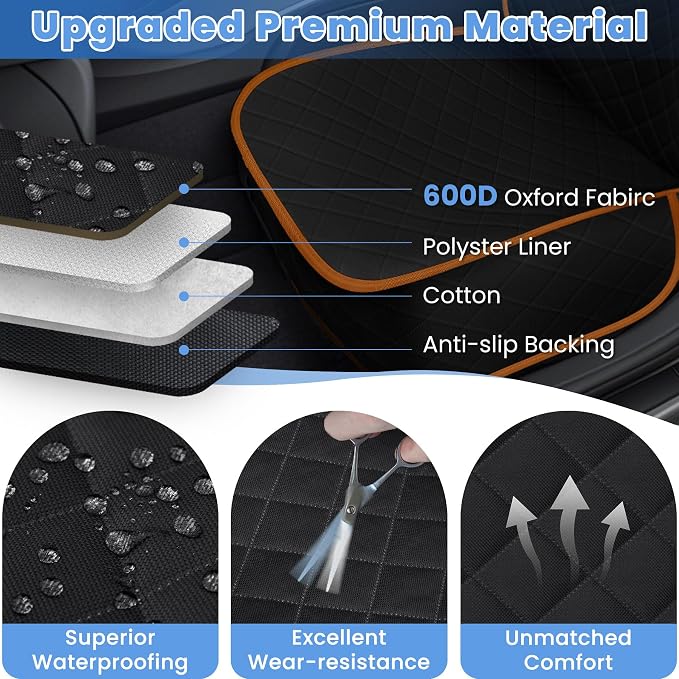 ELONGRIVER Dog Car Seat Covers, Waterproof Front Seat Cover | Scratch-Proof, Nonslip Pet Passenger Seat Cover Protector, Universal Fit for Cars Trucks SUVs, Large Size 1 Pack - Image 3