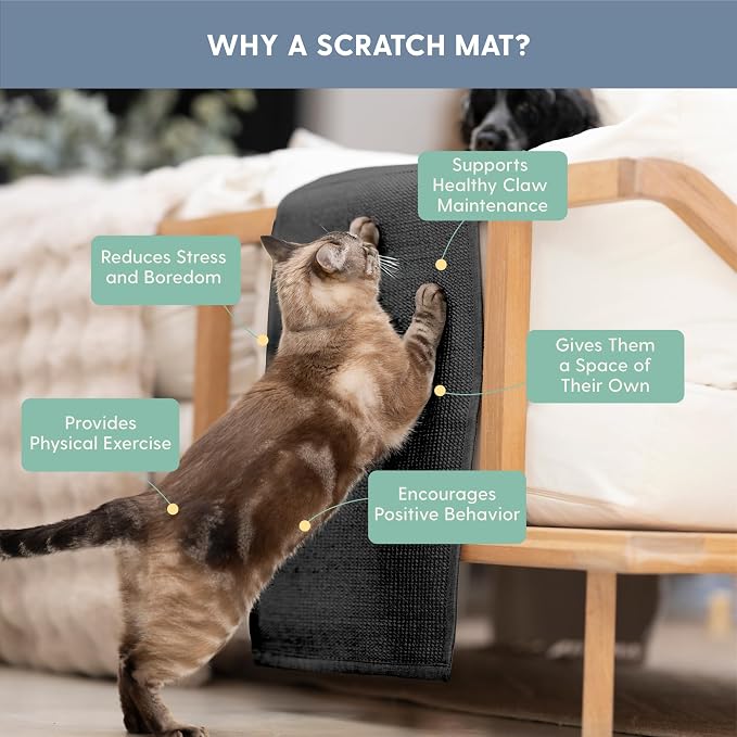The Cat Ladies Cat Scratch Furniture Protector Mat - Couch Protector from Claws - Anti Scratch Furniture Protectors from Cats Scratching - Sisal Scratcher Pad - Dark Grey - Image 6