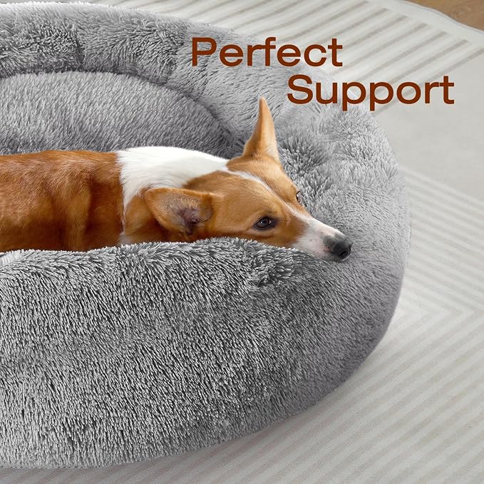 JOLLYVOGUE Dog Bed, Calming Anti-Anxiety Large Dog Bed, Fluffy Donut Cushion for Medium and Large Pets (27"/30"/36") - Image 2