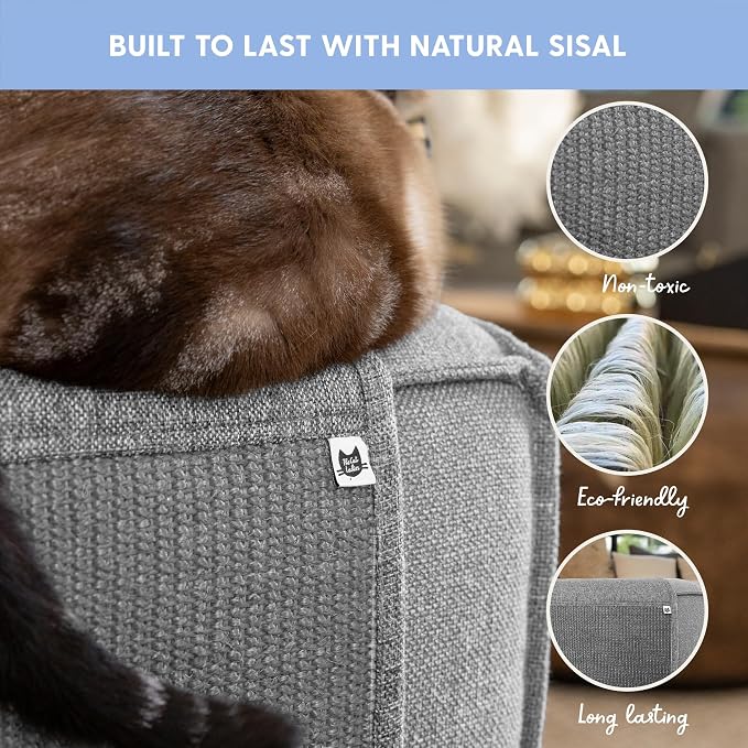 The Cat Ladies Cat Scratch Furniture Protector Mat - Couch Protector from Claws - Anti Scratch Furniture Protectors from Cats Scratching - Sisal Scratcher Pad - Couch Cover Carpet - Grey - Image 5