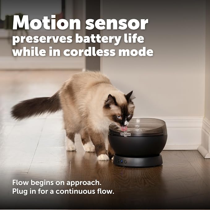 PetSafe HydroSphere Cordless Pet Fountain Battery Powered Water Fountain for Cats and Small Dogs Stainless Steel Tray Quiet Operation, Easy to Clean UVC Sanitation Black - Image 5