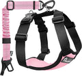 Pawaboo Dog Seat Belt Harness for Car, Seatbelt Harness with 2 in 1 Buckle | Adjustable Breathable Harness for Car, Elastic Reflective Heavy Duty Dog Tether, for Small Medium Large Pets, M, Pink by Pawaboo