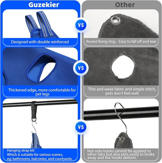 Guzekier Dog Grooming Hammock for Trim Nail, Dog Sling for Grooming, Dog Hammock Restraint Bag with Nail Clippers/Trimmer, Nail File, Pet Comb,Ear/Eye Care (Weight: 20-45 LBS) - Image 5