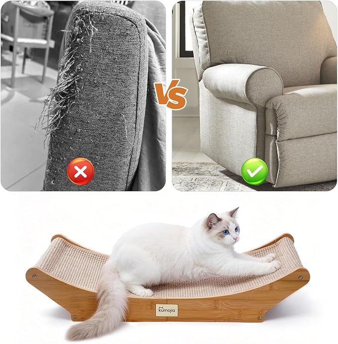 Wooden Indoor Sisal Cat Scratcher Bed Furniture for Indoor Cats & Kittens | Space-Saving Natural Sisal Cat Hammock Scratching Pad Lounge, Indoor Scratch Post Chair For Household Cats & Kittens - Image 4