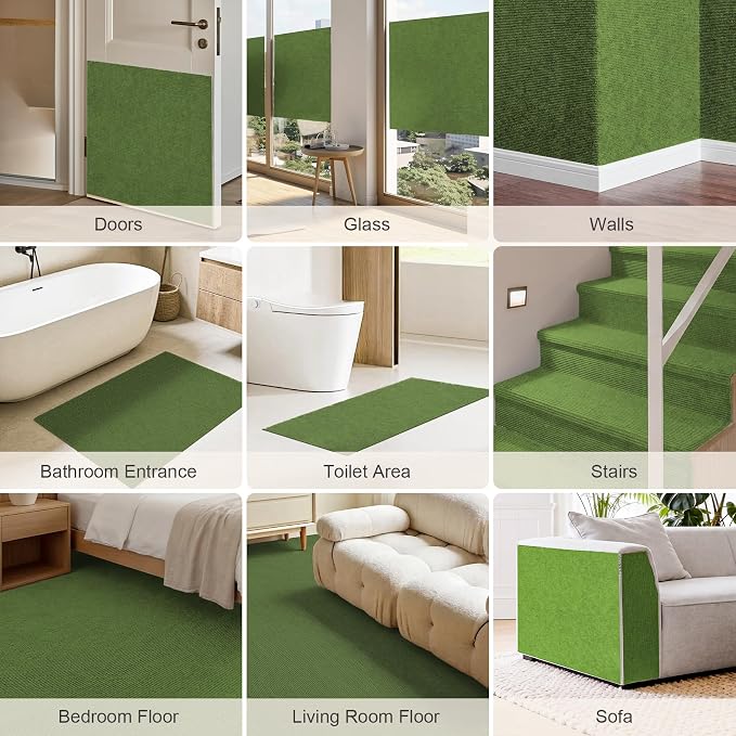 Cat Scratcher, 39.7x15.7” Cat Scratch Furniture Protector | Trimmable, No-Shedding Cat Scratch Pad with Self-Adhesive Backing for Climbing, Protects Walls, Carpet and Couch, Green - Image 9