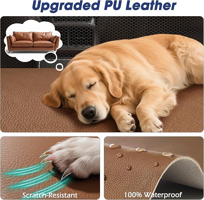 FURTIME Large Dog Car Seat, Upgraded PU Leather Back Seat Extender with Hard Bottom, Waterproof Pet Car Seat Cover for Medium Sized Dog, Pet Hammock for Cars, SUVs, Trucks, Brown - Image 3