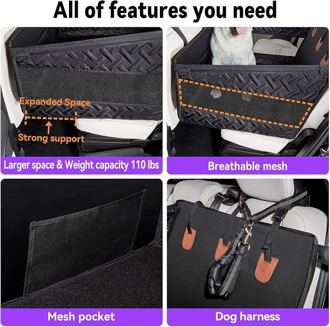 TKYZ Dog Car Seats for Large Medium Dogs Car Seat Cover,Puppy Pet Carseats(Black, Large Dog) - Image 5