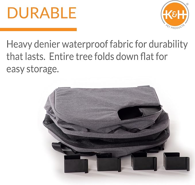 K&H Door Cat Tree, Hangin Condo 3 Level Mounted - Gray, Fits Doors <80in H | Cat Furniture, Space Saving, Mesh Level, Peep Holes, Interconnecting Levels, Collapsible, Tool-Free Assembly, Gray - Image 5