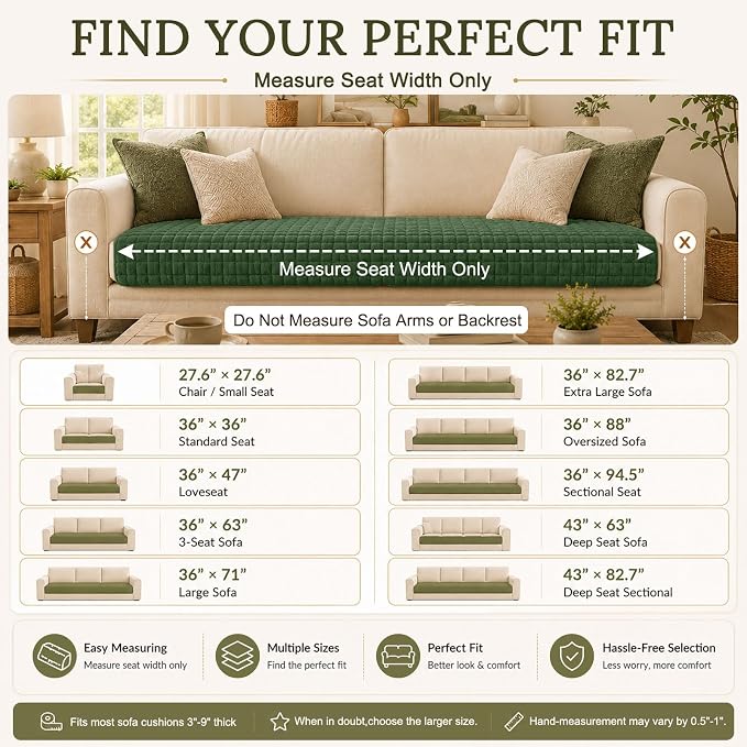 Smiry Velvet Couch Cover for Dogs, Non Slip Soft Sofa Protector for Pets | Washable Sofa Cover for Cats, Furniture Protector Against Pet Hair, Scratches, Fits Sectional Sofa(Dark Green, 36"x82.7") - Image 8
