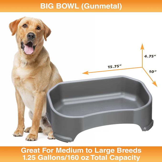 Neater Pet Brands Extra Large Water Bowl for Dogs, Outdoor Dog Water Bowl (1.25 Gallon XL Capacity), Big Trough Style Food Dish for Indoors or Outside, No Spill Large Dog Bowls, Gunmetal Grey - Image 6