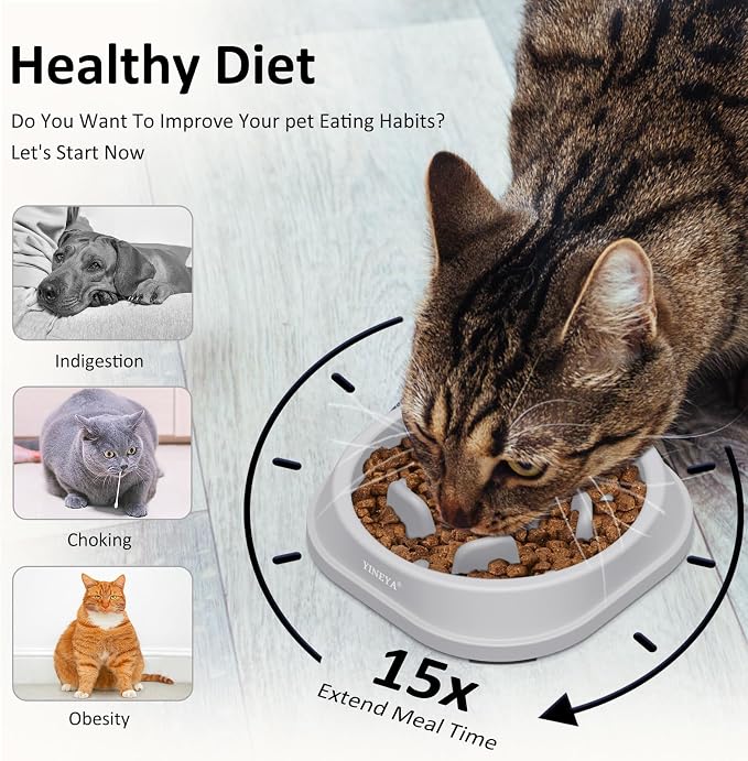 YINEYA 2PCS Anti-Choking Slow Feeder Dog Bowls Small Size Dog, Slow Feeder Cat Bowl, Supplies and Puzzle for Pet - Image 3