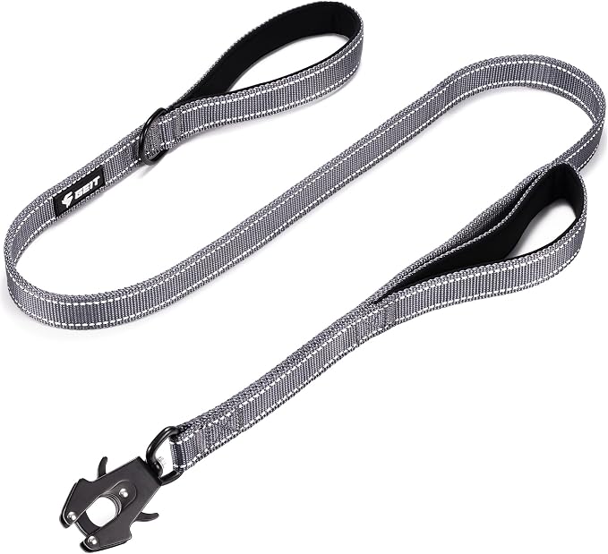 GEIT 2 Padded Handles Heavy Duty Dog Leash for Small Medium and Large Dogs | 4/5/6FT Reflective Dog Leashes with Aluminum Quick Release/Locking Tactical Frog Clip,Comfortable Traffic Handle by GEIT