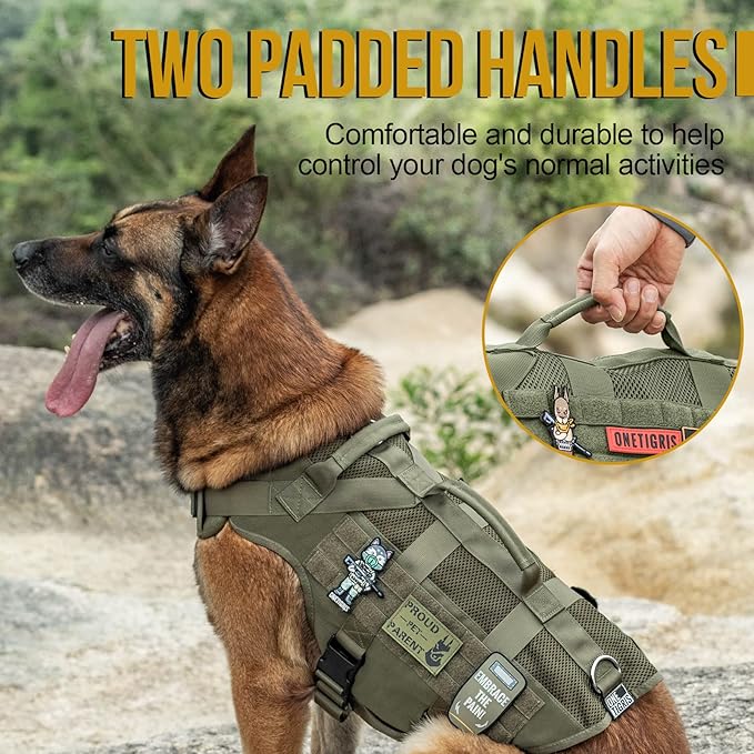 OneTigris No Pull Tactical Dog Harness for Medium Dogs, Aire Mesh Service Dog Harness Breathable Military Dog Molle Vests with Handles, Service Dogs Vest Harness for Walking Hiking Training - Image 4