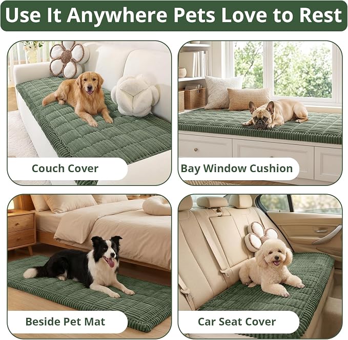 OstepDecor Couch Cover for Dogs, Washable Non Slip Sofa Cover for Pets | Soft Couch Covers for Sofa, Loveseat and Sectional, Furniture Protector Against Pet Hair & Dirt (35.4" x 70.9", Moss Green) - Image 2