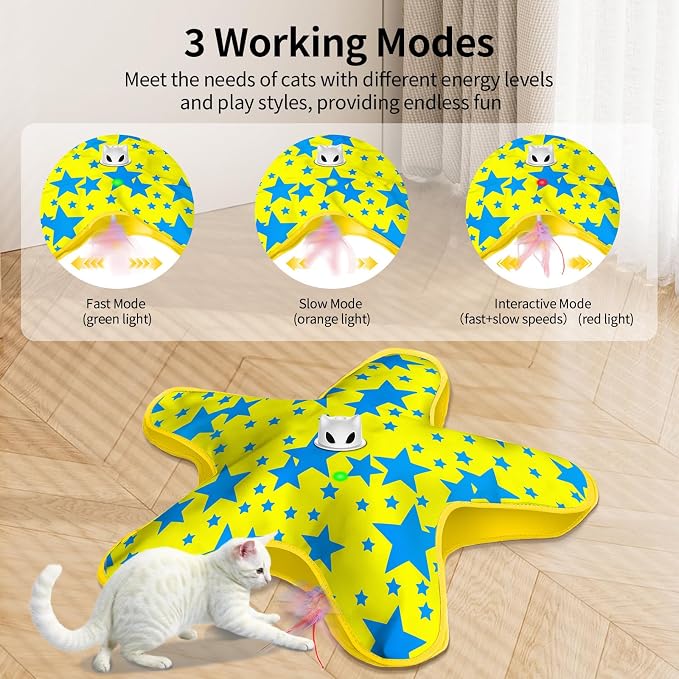 Interactive Cat Toys for Indoor Cats with Moving Concealed Feathers | Rechargeable Automatic Cat Toy, 3-Mode Touch Activated Kitten Toys, Hide and Seek Toy for Indoor Bored Adult Cats & Kittens - Image 3