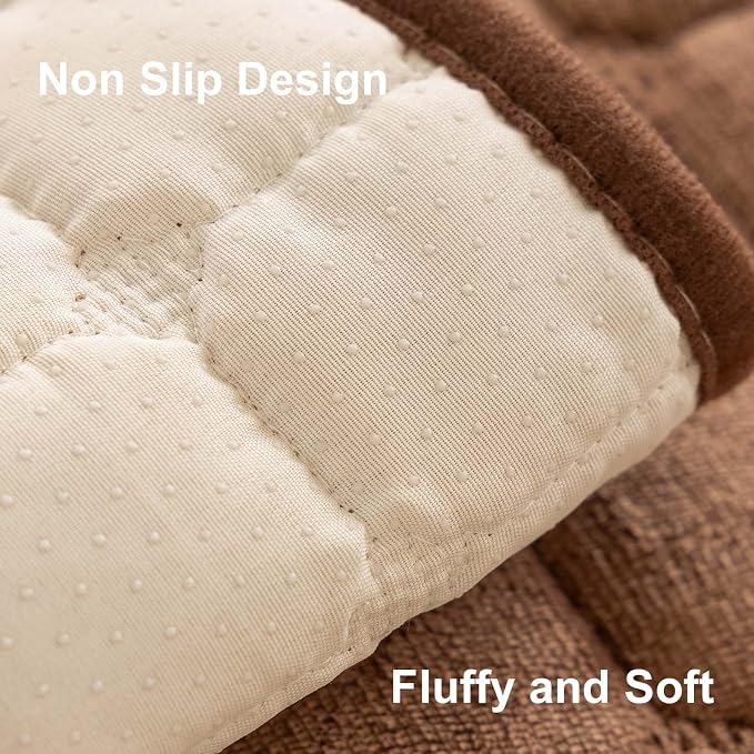 Velvet Washable Couch Cover for Pets Dogs, Non Slip Sectional Sofa Covers for 3 Cushion Couch Sofa L Sharped Sofa Slipcovers, Furniture Protector (1 PCS 36"x63",Brown) - Image 5
