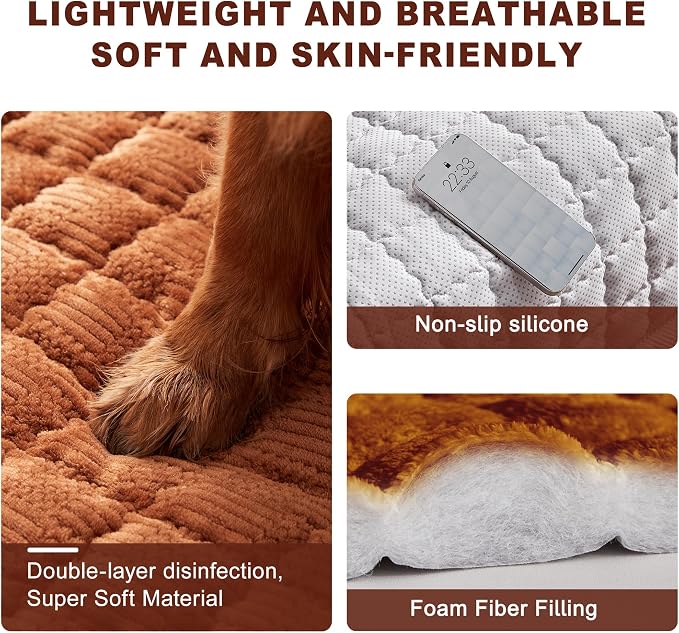 Couch Cover for Dogs Washable,Anti-Slip Back Cat Mat Pet Pad Blanket for Furniture Protector,Fuzzy Pet Sofa Cover for 3 Cushion Couch Sofa Pets Friendly (Curry, 1pc/36"x58"/Seat Cover) - Image 3