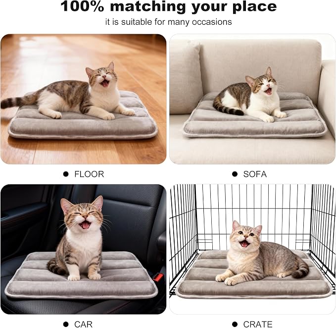 pobopobo Dog Crate Pad, Ultra Soft & Anti-Slip Kennel Mat, Secure Fit for Metal Crates & Dog Cages, Washable Cozy Bed for Small Medium Large Dogs (Light Brown, XS(18"*12"*1.5")) - Image 8