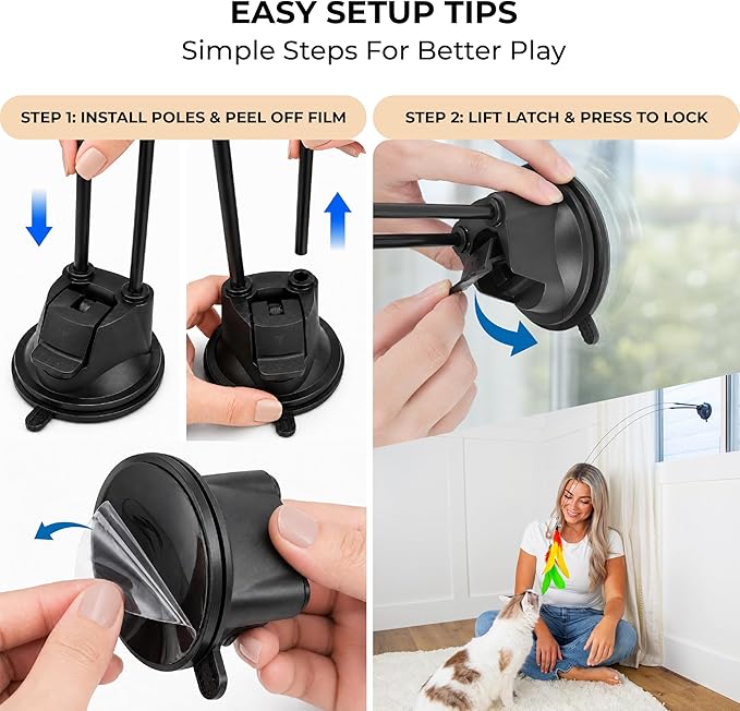 Cat Toys for Indoor Cats, Interactive Cat Toy Wand, Kitten Stuff, 18 Lures | Heavy Stable Base Prevents Toppling, Dual Suction Cup For Extra Play Options, Trigger natural feline hunting instincts today - Image 9