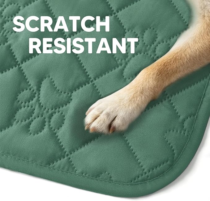 PAWFINITY Waterproof Bed Cover for Dogs, Pet Blanket for Mattress Washable | Paw Print Quilted, Hair Resistant, Anti Cat Scratch, Pee Proof Furniture Protector for Queen Size Bed, 68x82 Inch, Green - Image 9