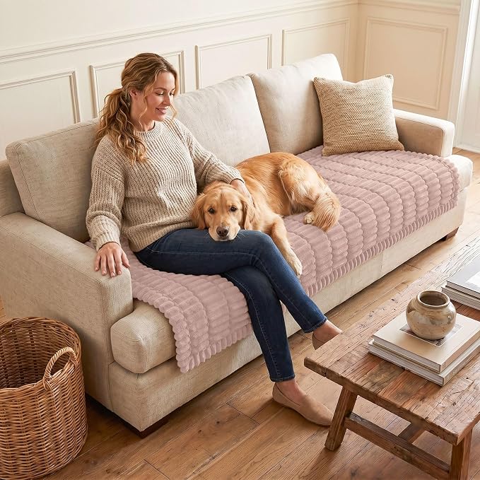 hyha Couch Cover for Dogs, Washable Non Slip Plush Flannel Sofa Protector | Thick Flannel, Anti-Slip Backing, Pet Hair & Scratch Protection, Fits Sofa & Loveseat (43" x 63") - Image 2