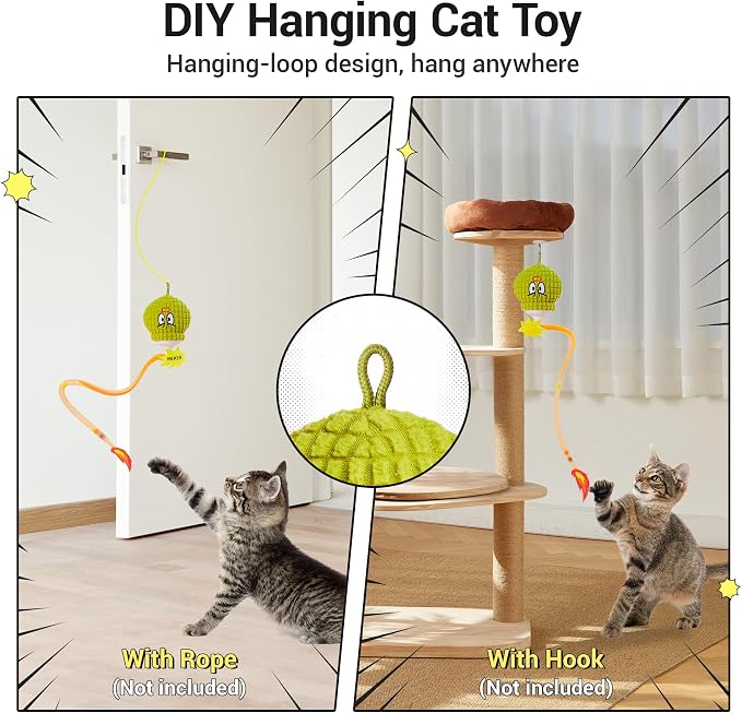 Potaroma Interactive Cat Toy with Motion Sensor, Chirping Sound & Catnip | Mesh Tail, Rechargeable Smart Rolling Ball for Bored Indoor Kittens & Adult Cats 3 Inches - Image 5