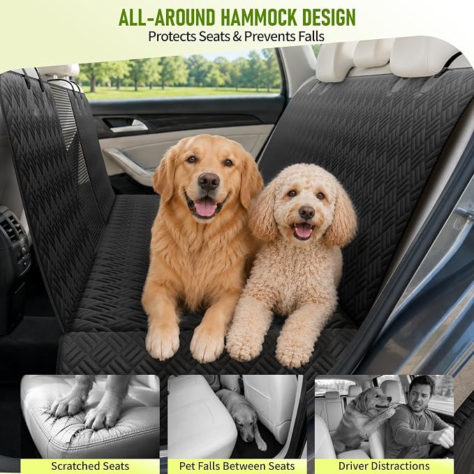 Dog Car Seat Cover for Back Seat, Waterproof 600D Oxford Dog Hammock | for Full-Size Trucks/SUVs, Non-Slip Scratch Proof Pet Car Seat Protector with Mesh Window, Easy to Clean & Install, 60 Inch - Image 3