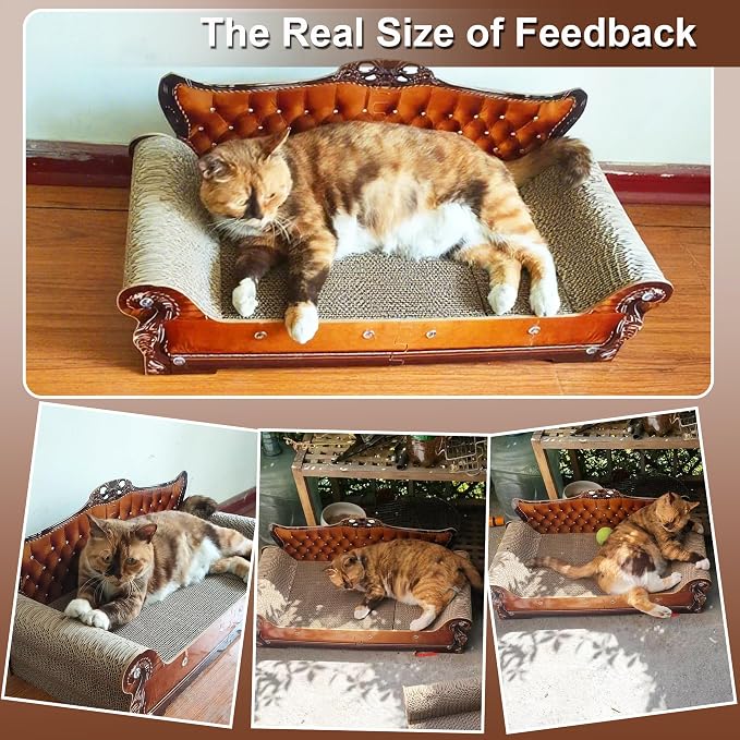 Sofa-Shaped Cat Scratching Couch & Lounge Bed - Thick Cardboard Cat Scratcher Pad (27.6" L x 12.4" W x 11.8" H) - Image 6