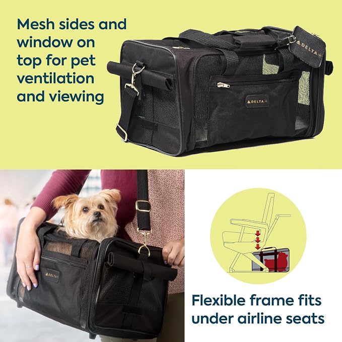 Sherpa Delta Airlines Travel Pet Carrier, Airline Approved & Guaranteed On Board - Black, Medium - Image 2