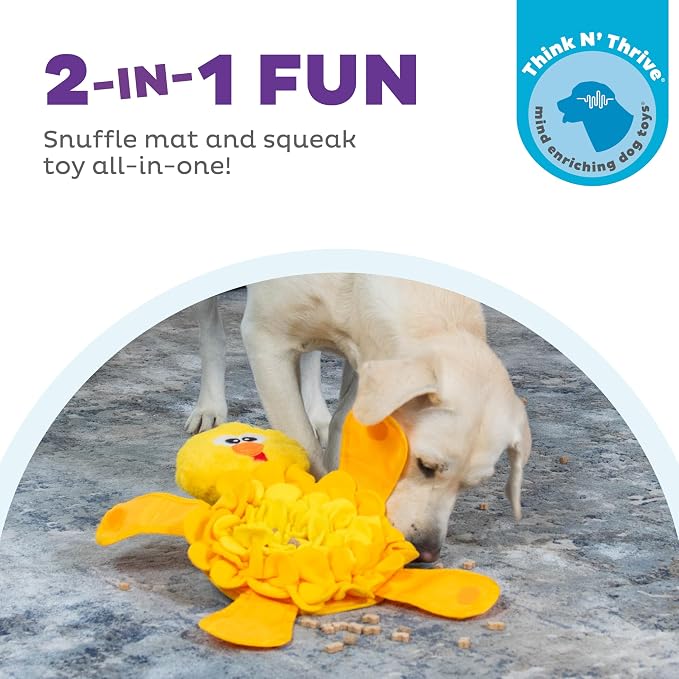Outward Hound Nina Ottosson Snuffle Palz Squeaky Dog Toy, Chicken, 13.4" | Plush Snuffle Mat, Hidden Treat Pockets, Slow Feeder, Interactive Foraging, Non-Slip Base, Dogs & Puppies - Image 2