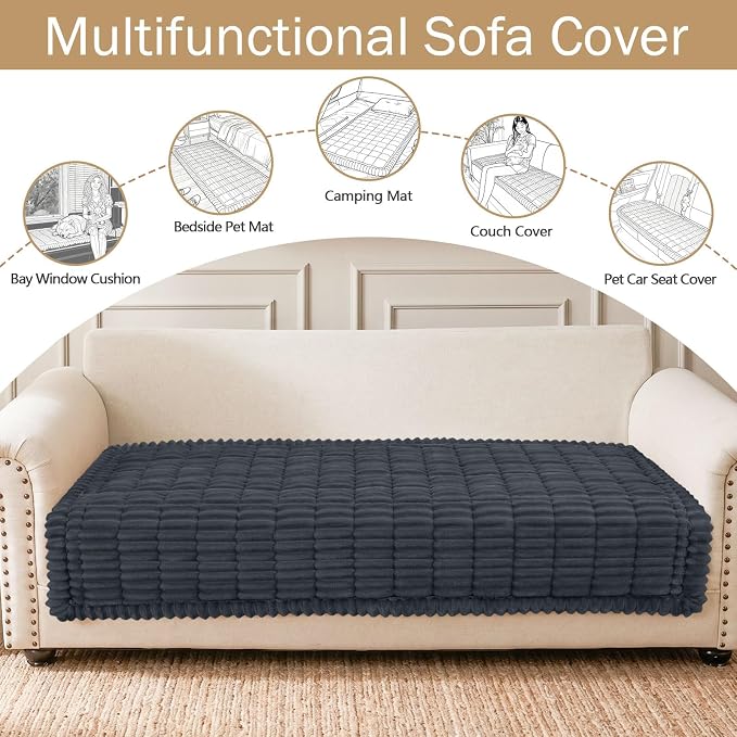 hyha Couch Cover for Dogs, Washable Non Slip Plush Flannel Sofa Protector | Thick Flannel, Anti-Slip Backing, Pet Hair & Scratch Protection, Fits Sofa & Loveseat (35.4" x 63") - Image 3