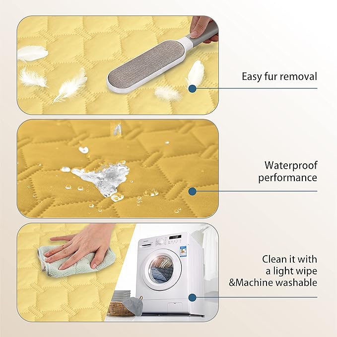 gogobunny 100% Double-Sided Waterproof Dog Bed Cover Pet Blanket Sofa Couch Furniture Protector for Puppy Large Dog Cat, Reversible (52x82 Inch (Pack of 1), Dark Yellow/Light Yellow) - Image 8