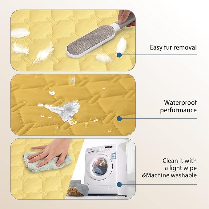 gogobunny Waterproof Blanket, Couch Covers for Dogs, Reversible Protector | 3X Stronger Leakproof, Scratch Proof Durable Furniture Protection, Stain Resistant, Washable, 30x70 Inch Dark/Light Yellow - Image 7