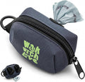 Dog Waste Bag Dispenser, Poop Bag Holders for Leashes, Dark Blue | Soft Fabric Zipper Small Dog Puppy Pouch for Leash Accessory Attachment, Doggy Poop Bag Holder for Travel, Dog Walking, Park by Komashr