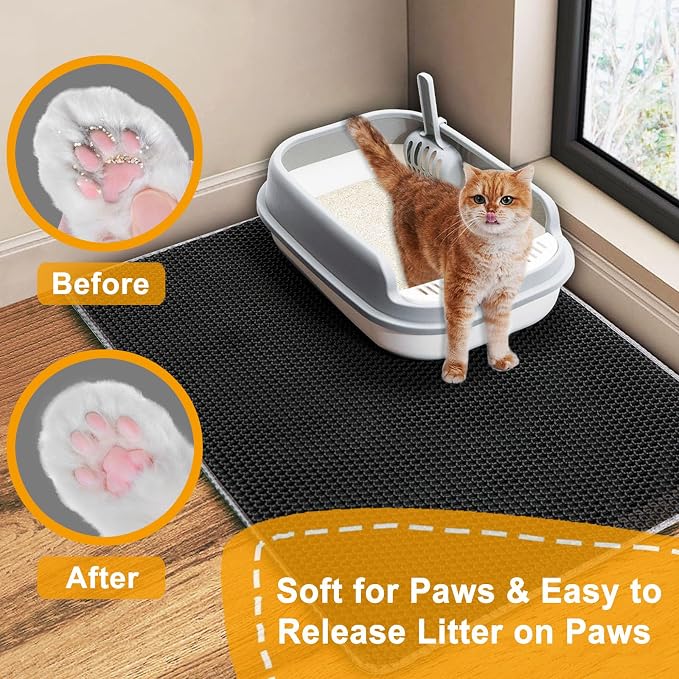 Extra Large Cat Litter Mat, XL 47"x28" Litter Trapping Mat for Cat,Litter Box Matt for indoor, 2 Layer Catcher Rug for Multiple-Pet kitty Litterbox, Waterproof Urine Proof,Clean Easily,Non-Slip - Image 6