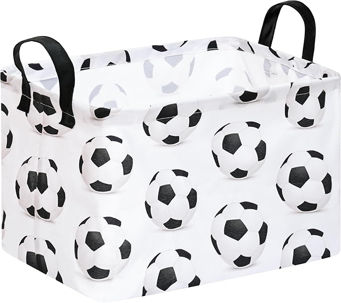 Rectangle Soccer Football Storage Basket | Gift Storage, Home Shelf Organizer Box, Clothes Laundry Hamper, Nursery Basket, With Handles by Unknown