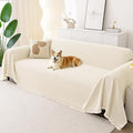Smiry Couch Cover for Dogs, Chenille Sofa Covers for 3 Cushion Couch | Washable Soft Sofa Slipcover for Pets, Thick Sectional Furniture Protector with Tassels (Beige, 71x91 Inch) by Smiry