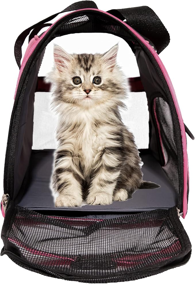 MuchL Pet Carrier Soft-Sided Carriers for Cat Carriers Dog Carrier for Small Medium Cats Dogs Puppies Pet Carrier Airline Approved Cat Dog Pet Travel Carrier (Medium,Pink) - Image 2