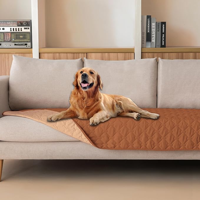 gogobunny 100% Double Sided Waterproof Dog Blanket Soft Pet Bed Cover Reversible Protect Furniture Couch Sofa Car for Puppy Cat Kids (Dark Pumpkin/Light Pumpkin, 30x80 Inch (Pack of 1)) by gogobunny